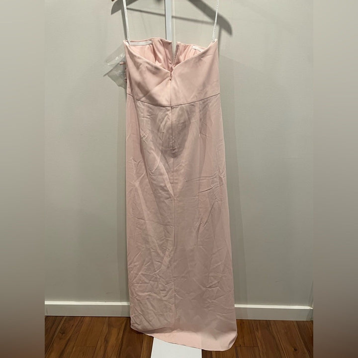 After Six Strapless Notch-Neck Crepe A-Line Dress With Rhinestone Bows Size 16