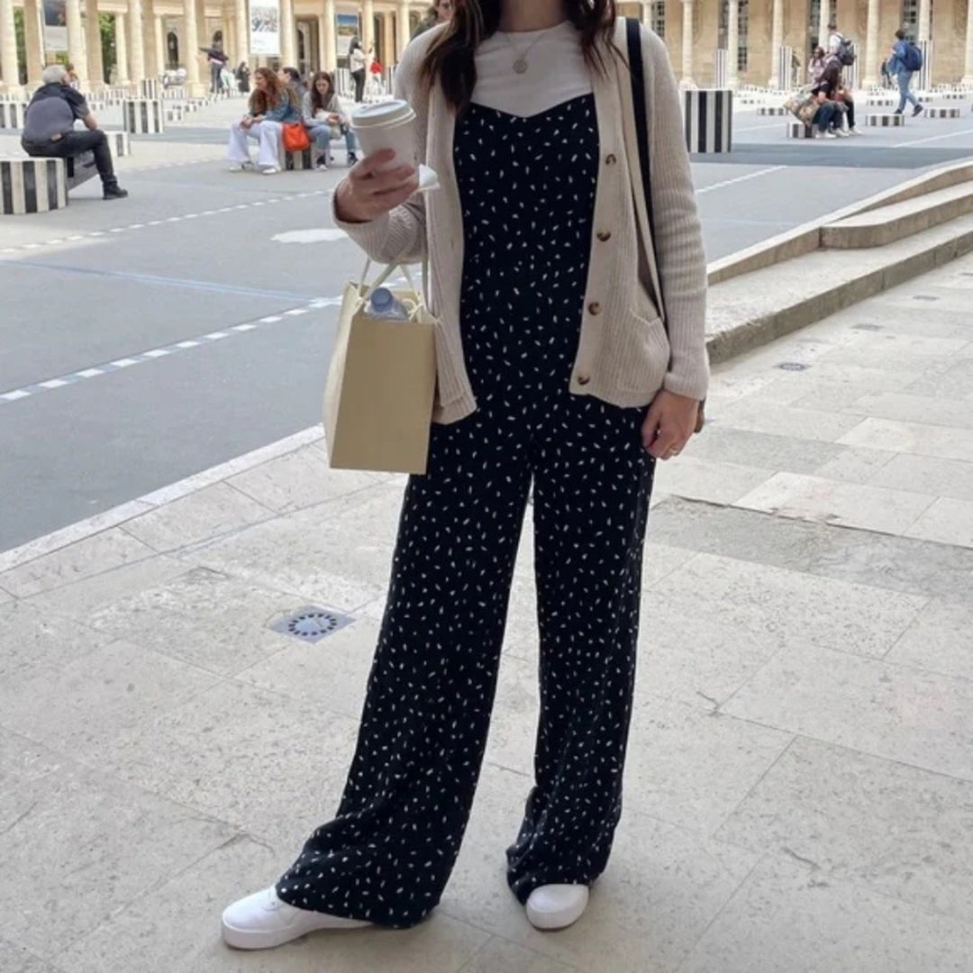 Lulus In Demand Black and White Print Sleeveless Wide-Leg Jumpsuit Size XS