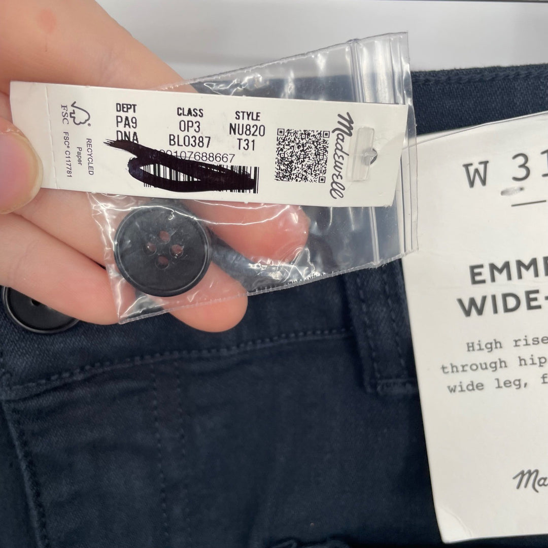 Madewell Emmett Wide Leg Crop Utility Pants Workwear High Rise Size 31T