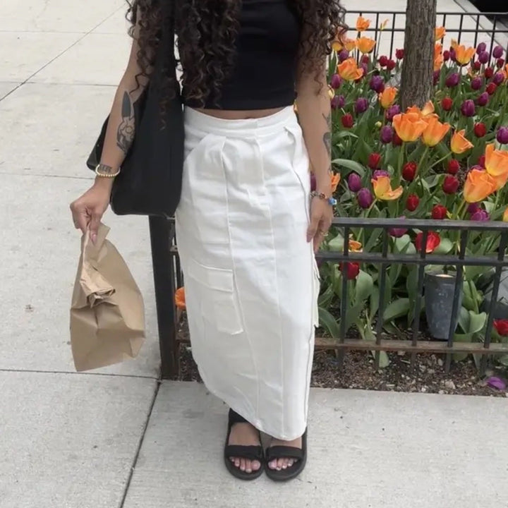 Silk Laundry Canvas Cargo Skirt Size XS