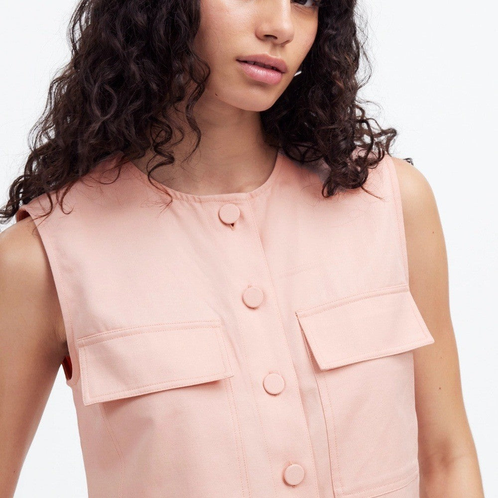 Madewell Crop Cargo-Pocket Crewneck Top Size M