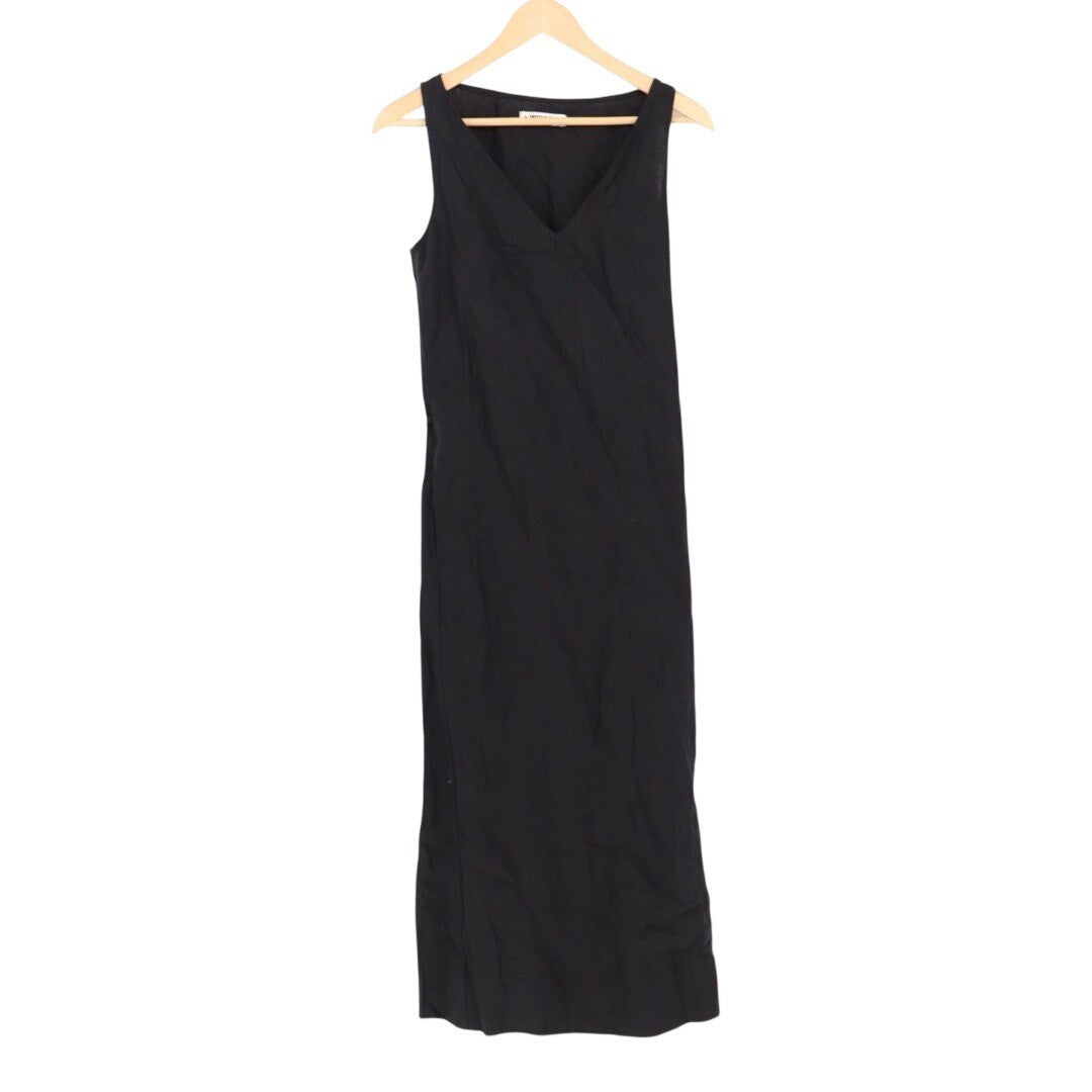 American Giant Black Linen V Neck Sleeveless Maxi Dress Size S