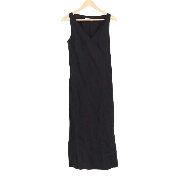 American Giant Black Linen V Neck Sleeveless Maxi Dress Size S