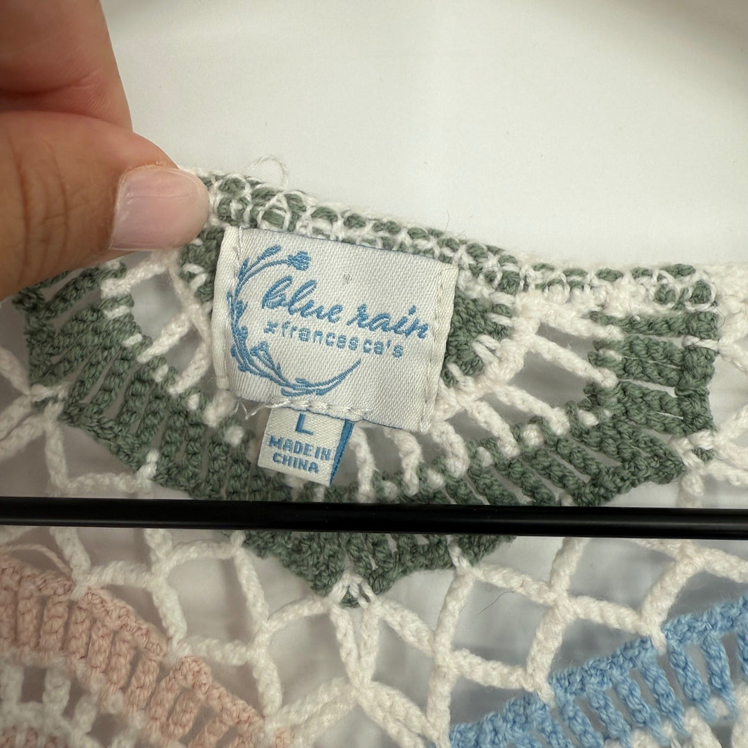 Blue Rain Francesca's Kassandra Crochet Fringe Tank Top Pink Blue Green Large