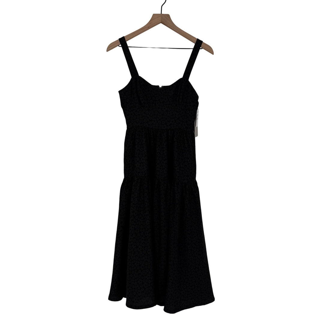 Chelsea 28 Black Textured Jacquard Tiered Midi Dress Size XS