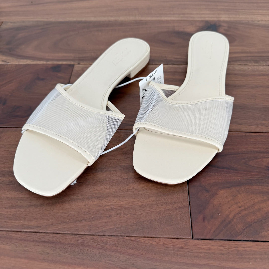 J. Crew Women's Cream Mesh Slide Sandals Size 8