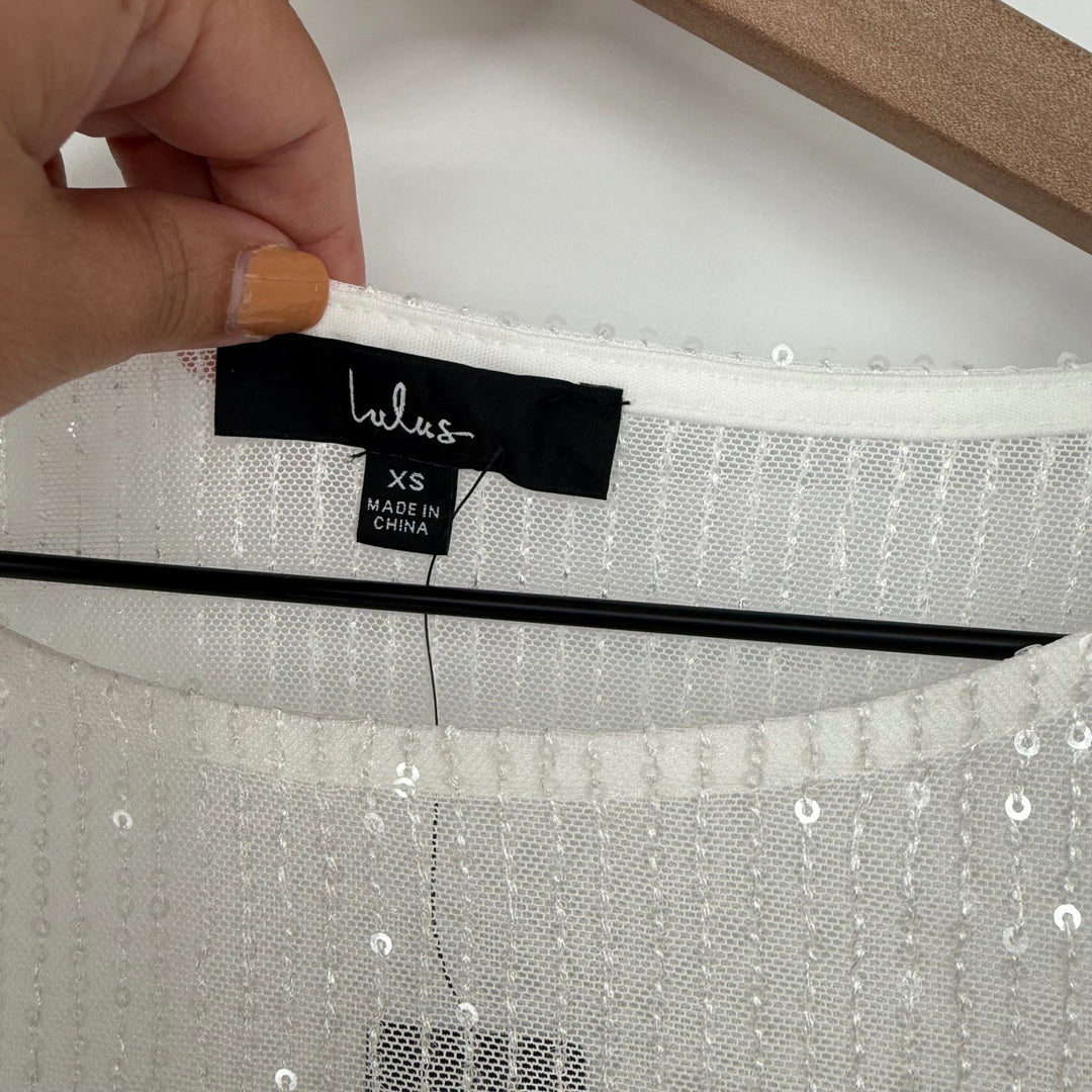 Lulus Marvelous Energy Sequin Mesh Long Sleeve Mini Dress Size XS