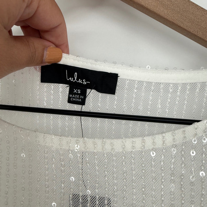 Lulus Marvelous Energy Sequin Mesh Long Sleeve Mini Dress Size XS