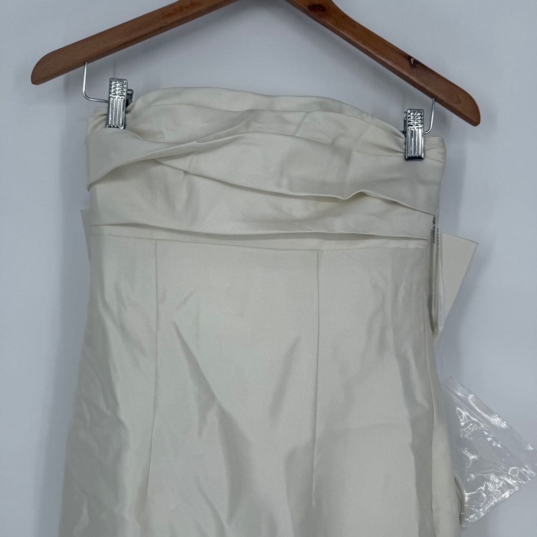 Alfred Sung Strapless Satin Column Mini Dress With Oversized Bow In Ivory Size 4