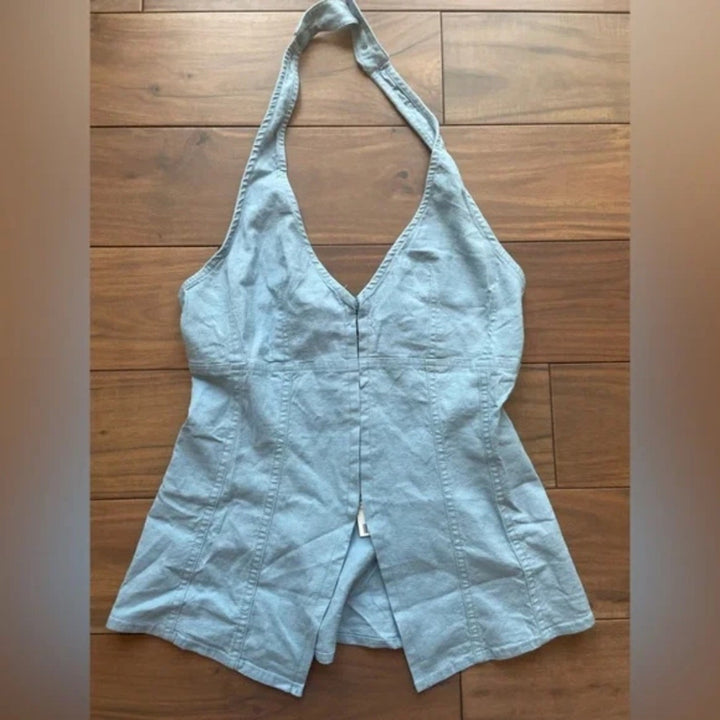 Urban Outfitters UO Sari Seamed Linen-Blend Halter Vest Top Size S