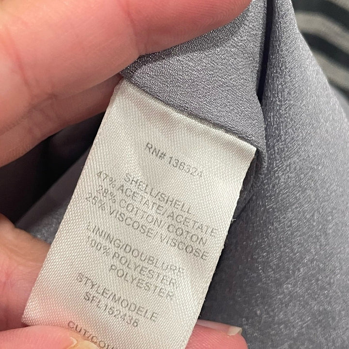 Halston Grey Stripe Ruffle Dress Size 6