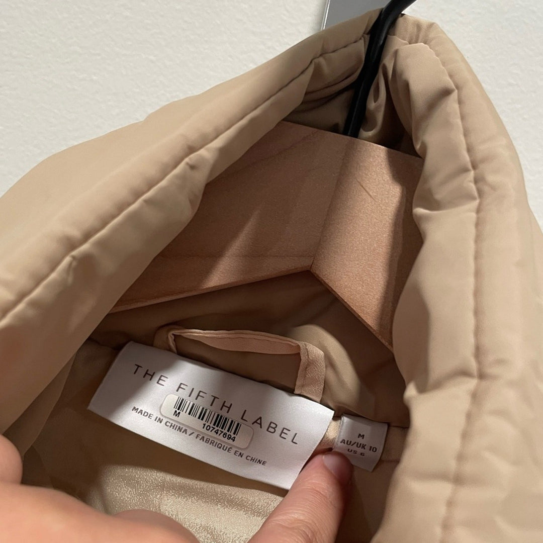The Fifth Label Tan Cropped Puffer Jacket Size M