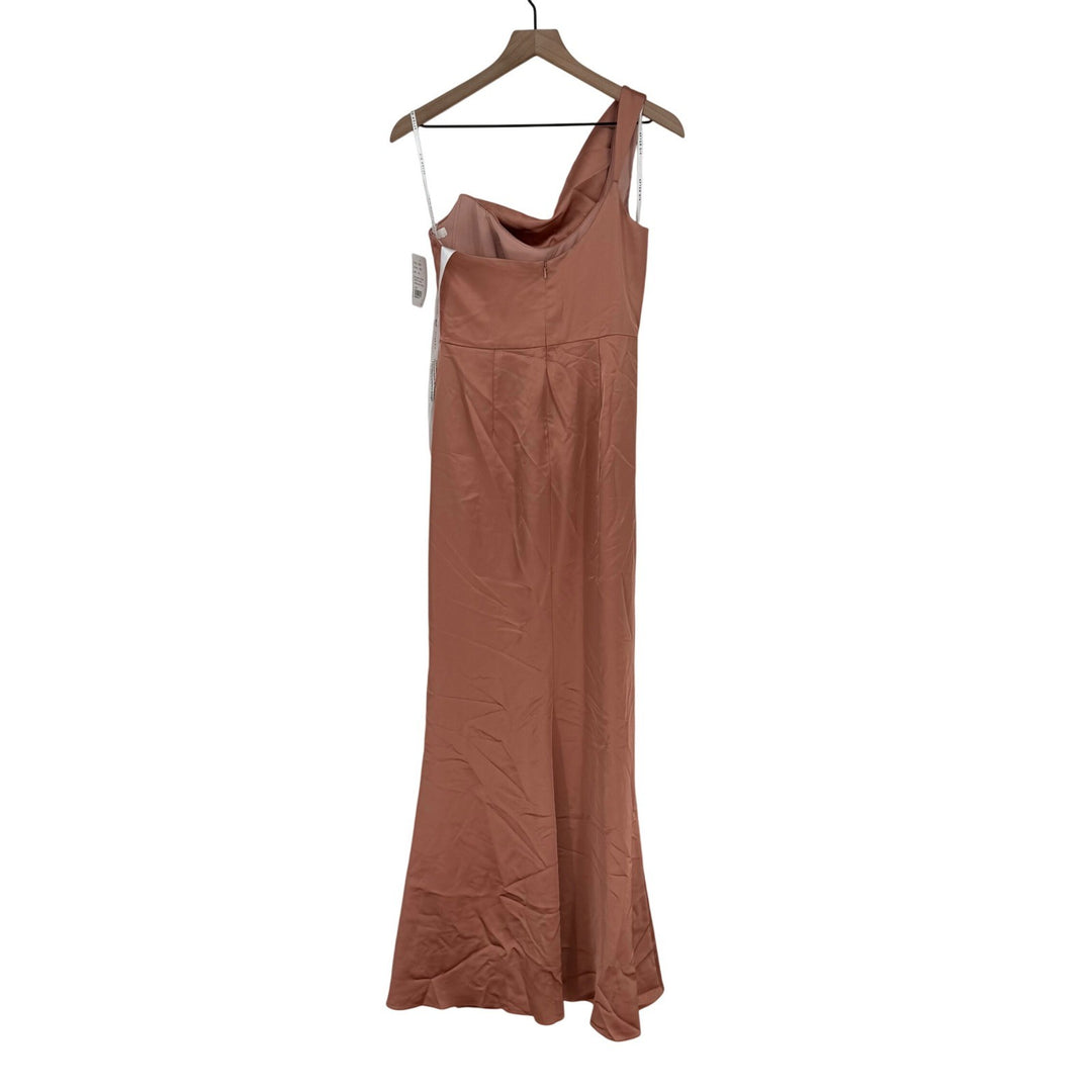 After Six One-Shoulder Cat-ye Neckline Fit And Flare Satin Maxi Dress Size 4
