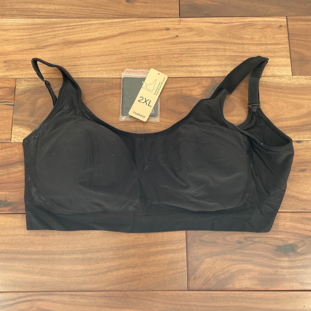 Truekind Black Seamless Comfort Extended Wirefree Full Coverage Bra Size 2XL