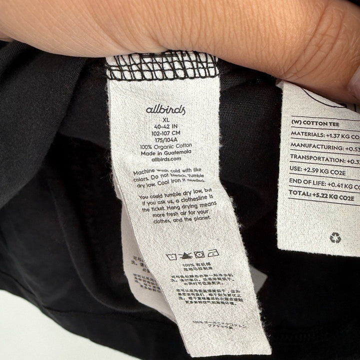 Allbirds Women's Cotton Tee Natural Black Size XL