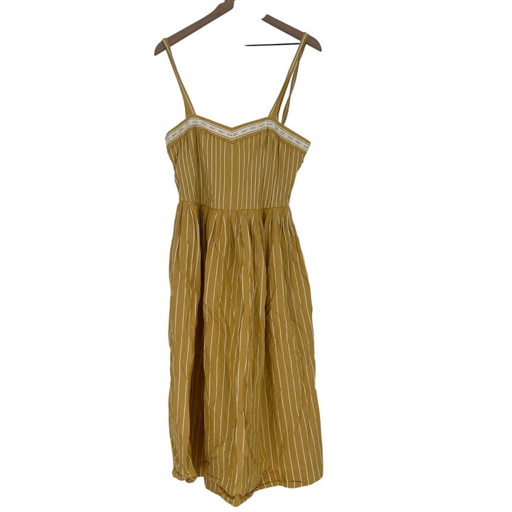 The Great Yellow Striped Smocked Midi Dress Size 3 Cotton Sun Dress
