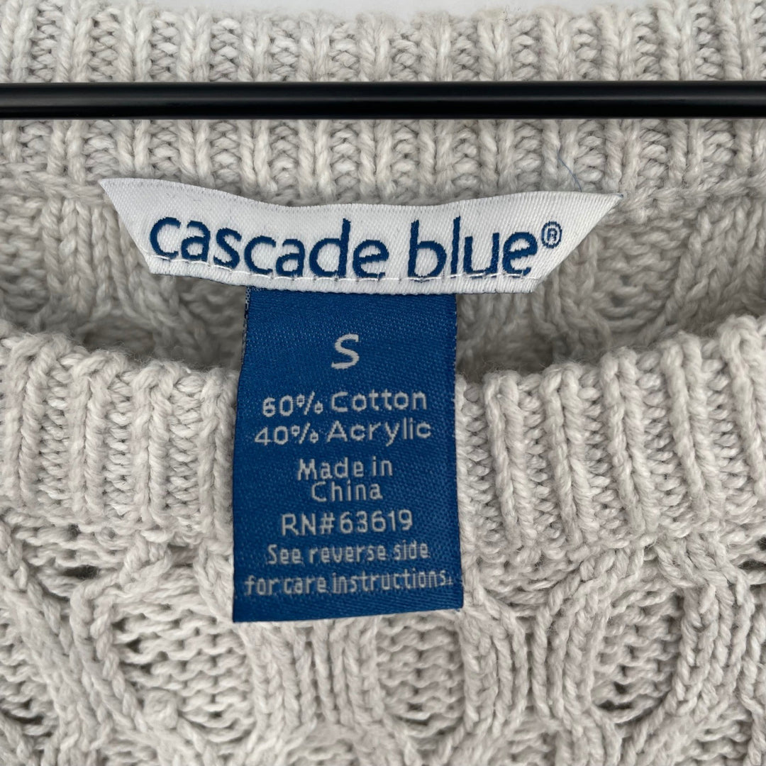 Cascade Blue Knit Sweater Crew Neck Long Sleeve Textured Gray Size S