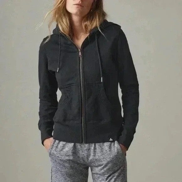 American Giant Women's Full Zip Hoodie Black Cotton Made in USA Size M