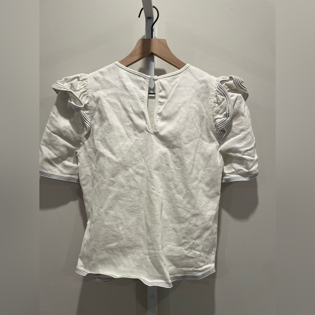 Saylor Harriette Denim Ruffle Sailor Top Size M