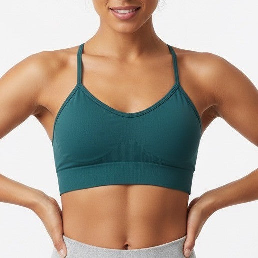 Gymshark Seamless Sports Bra Teal Ribbed Racerback Athletic Top Size S