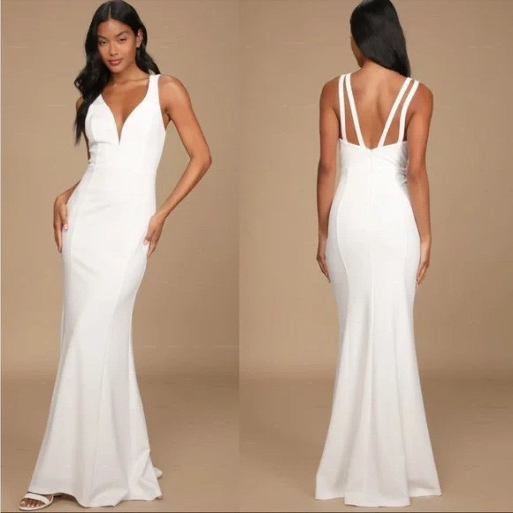 Lulus Love Galore White Mermaid Maxi Dress Size XS