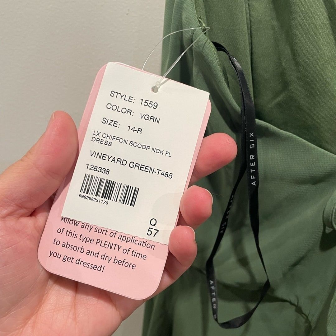 After Six Scoop Neck Convertible Tie Strap Maxi Dress With Front Slit Size 14