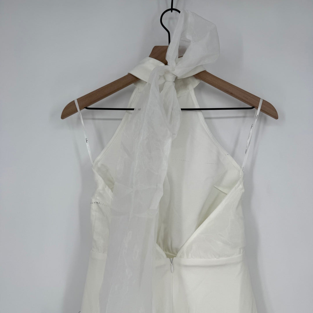 Lulus Simply Magnificent White Organza Halter Backless Mini Dress Size S