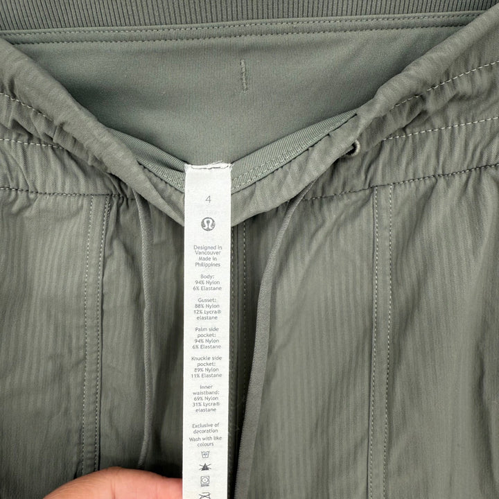Lululemon Align Ribbed Jogger Pants Olive Green Size 4 Drawstring Pockets