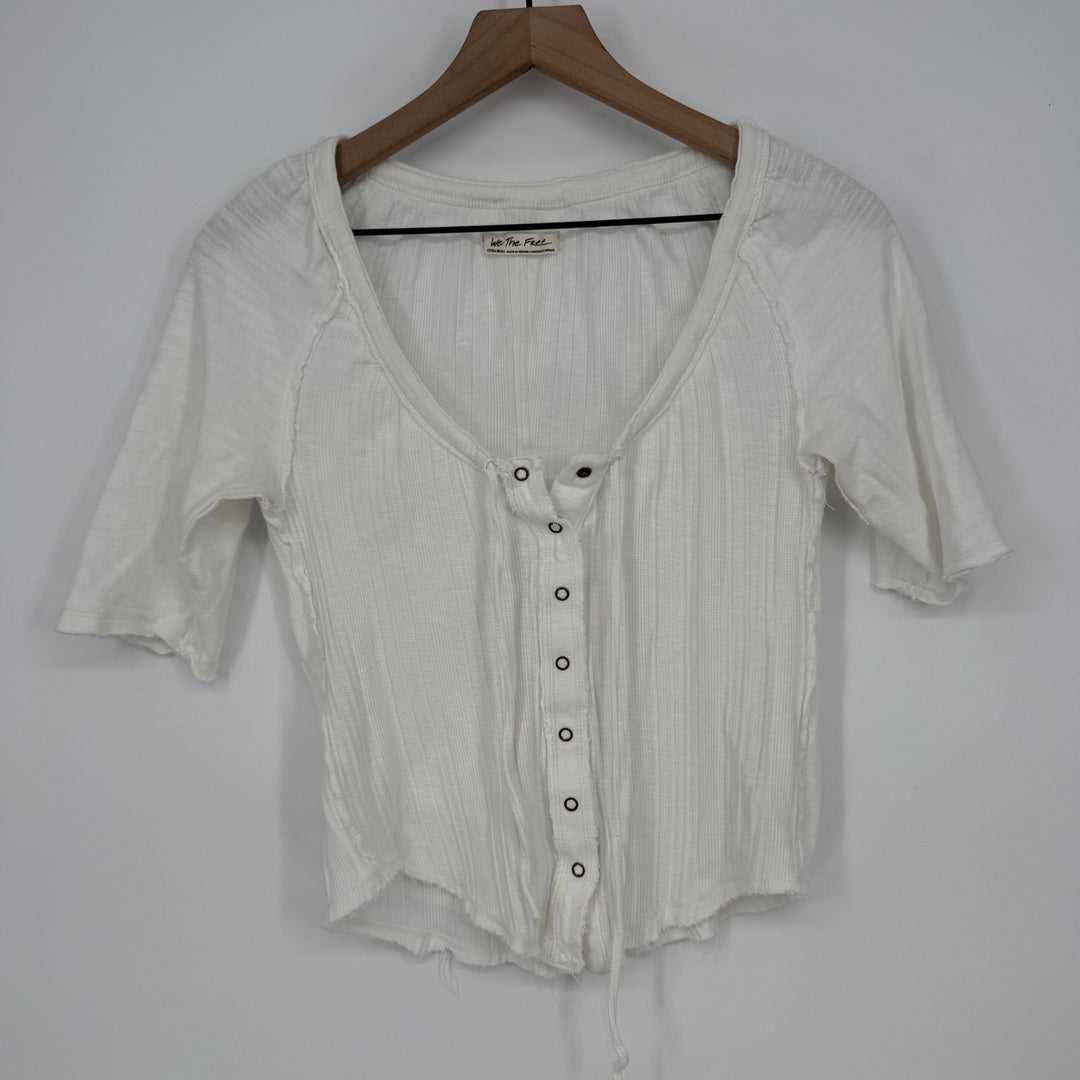 Free People Daisy Snap-Up Top White Size XS