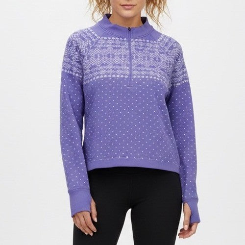 DSG Womens XXL Purple Fair Isle Quarter Zip Pullover Sweatshirt