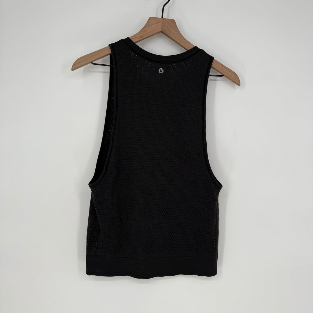 Lululemon Athletic Tank Top Black Mesh Athleisure Workout Size 4