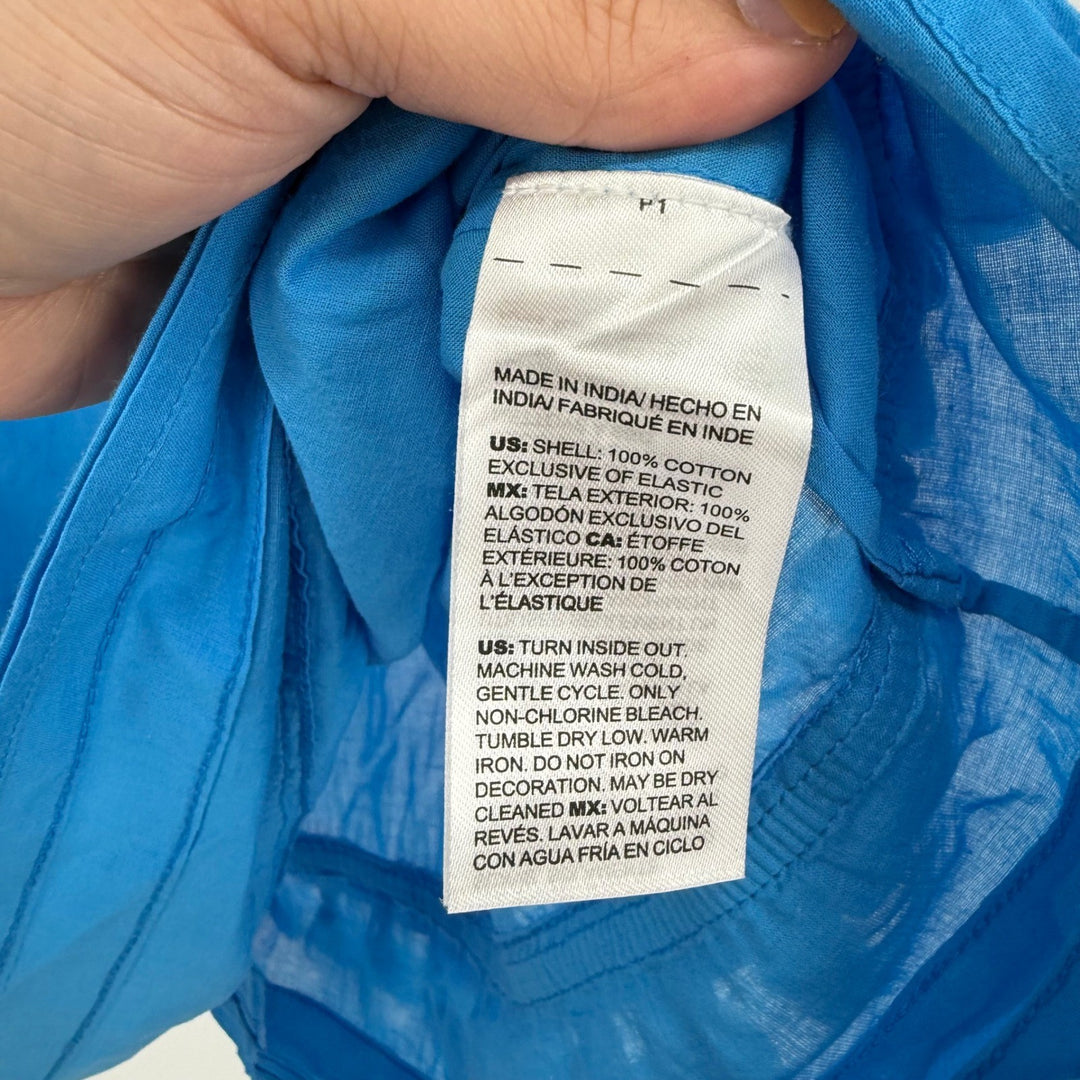 Chicos Blue Square Neck Pintuck Tassel Tunic Top Shirt Size 16