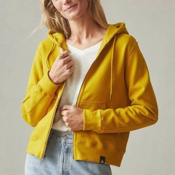 American Giant Full Zip Hoodie Mustard Yellow XL Cotton Made in USA Quality