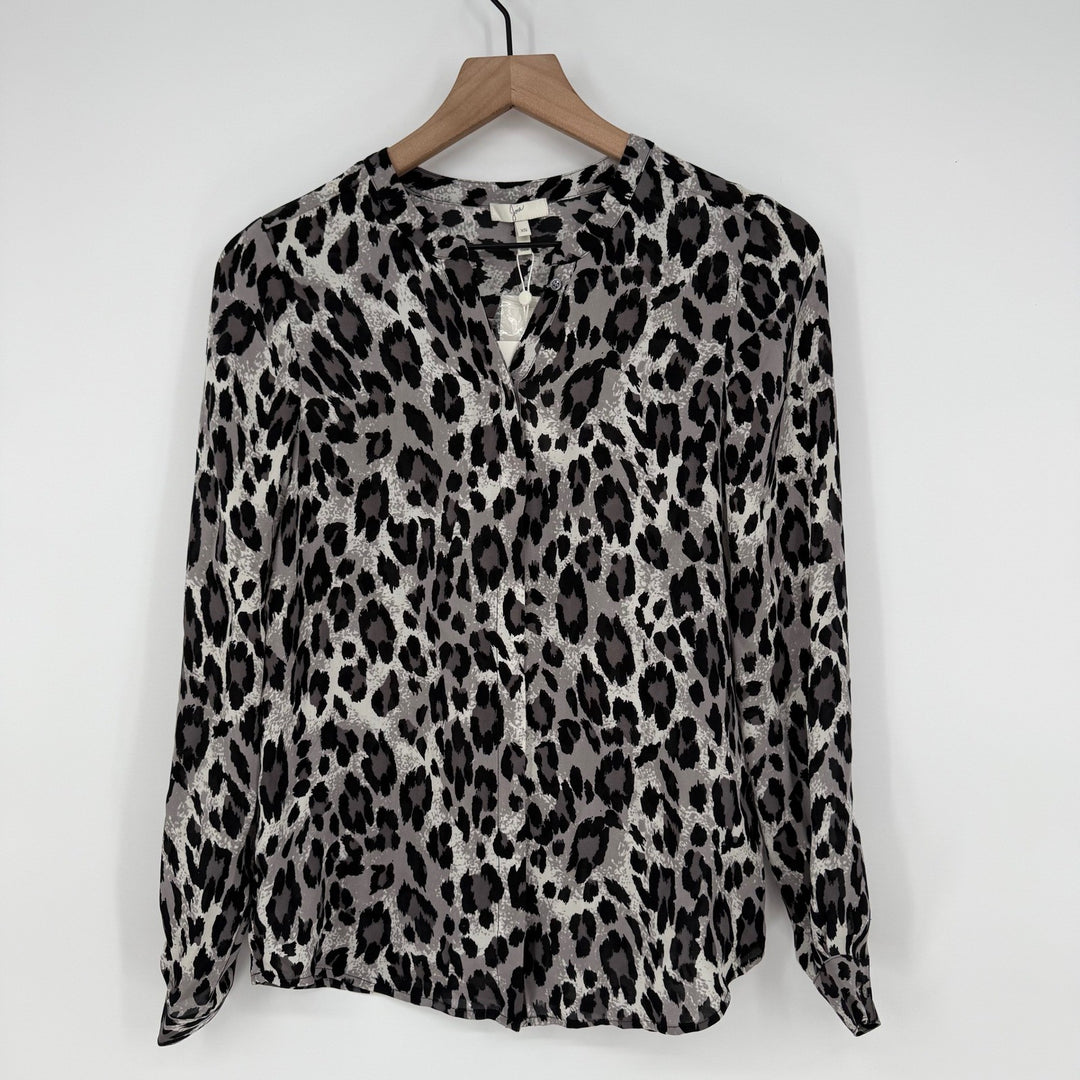 Joie Hanelle Leopard Print Silk Button Down Shirt Blouse Top XS