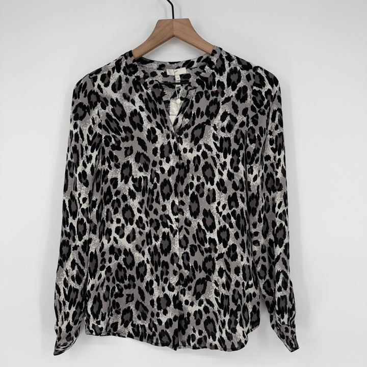 Joie Hanelle Leopard Print Silk Button Down Shirt Blouse Top XS