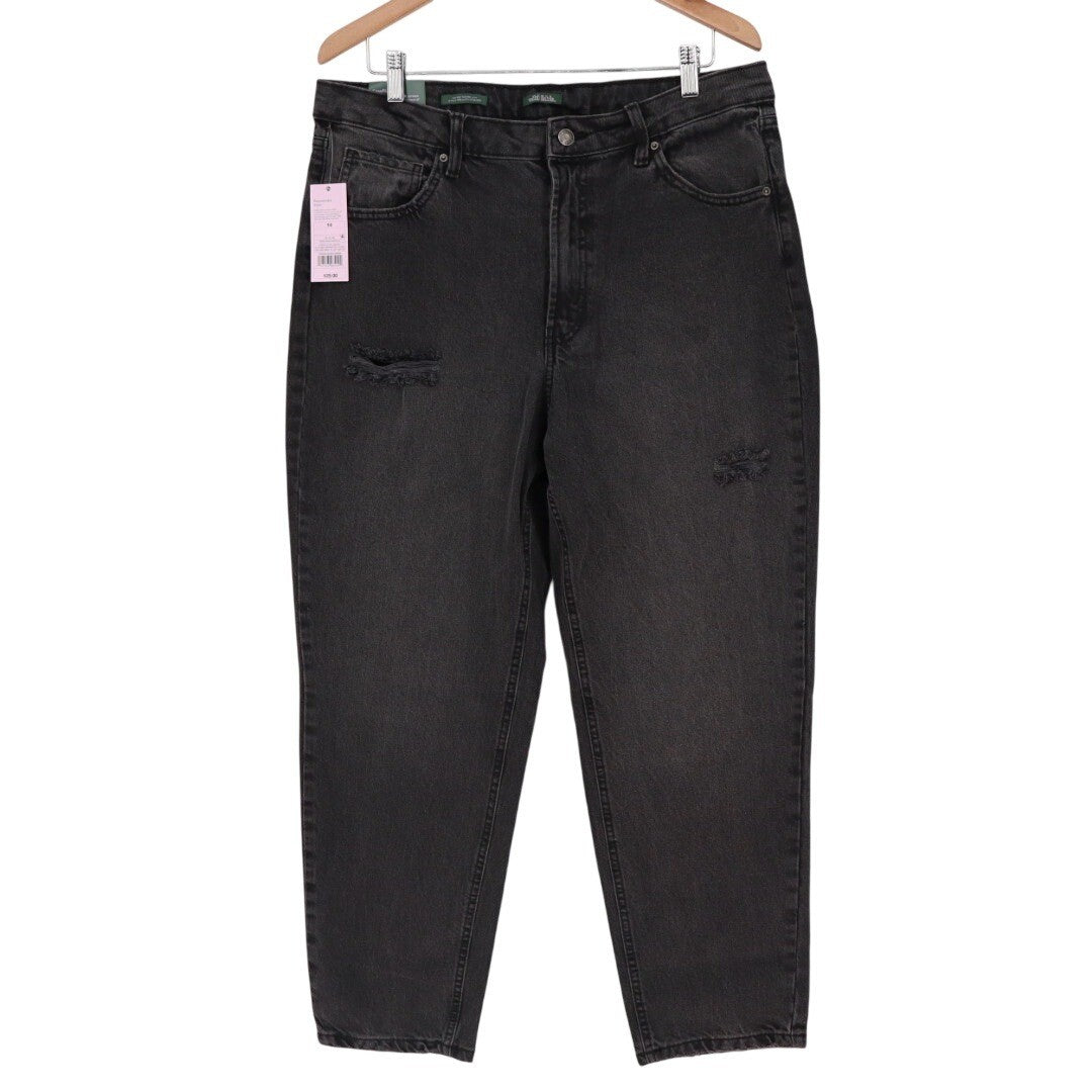 Wild Fable Black Wash High Rise Tapered Jeans Distressed Size 14