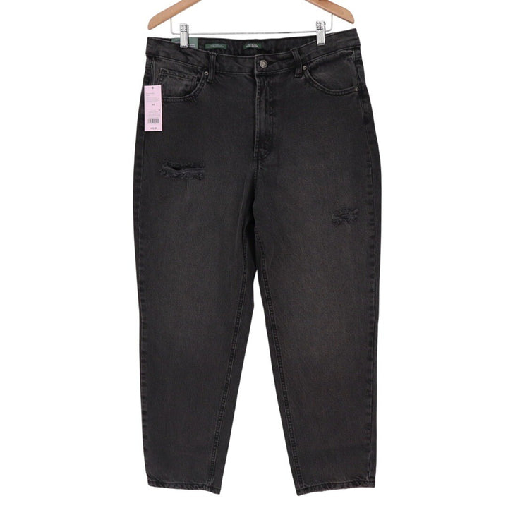 Wild Fable Black Wash High Rise Tapered Jeans Distressed Size 14