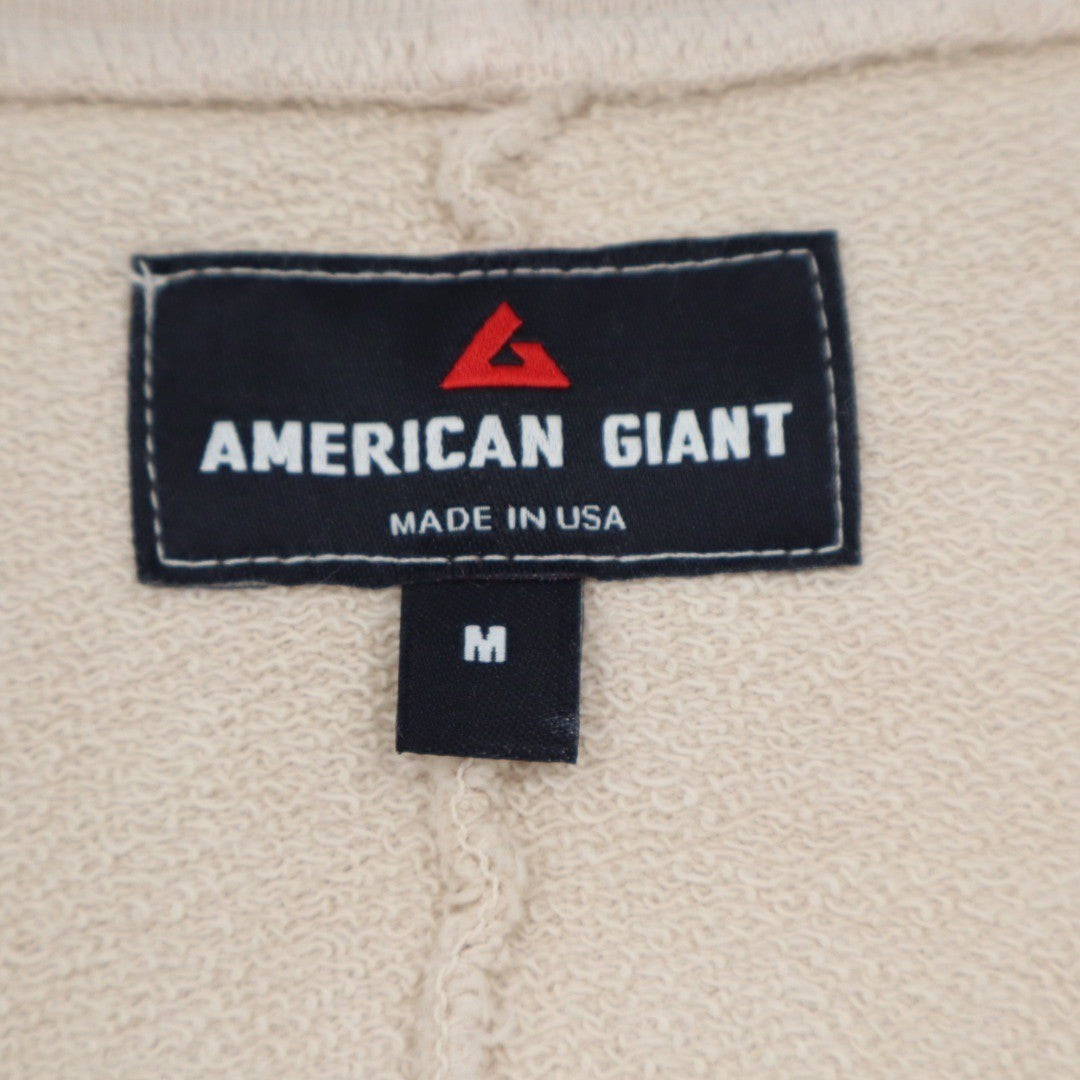 American Giant Shawl Collar Cardigan Beige Cotton Made in USA Size M