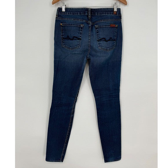 7 For All Mankind Mid Rise Skinny Jeans Dark Wash Women's Size 28