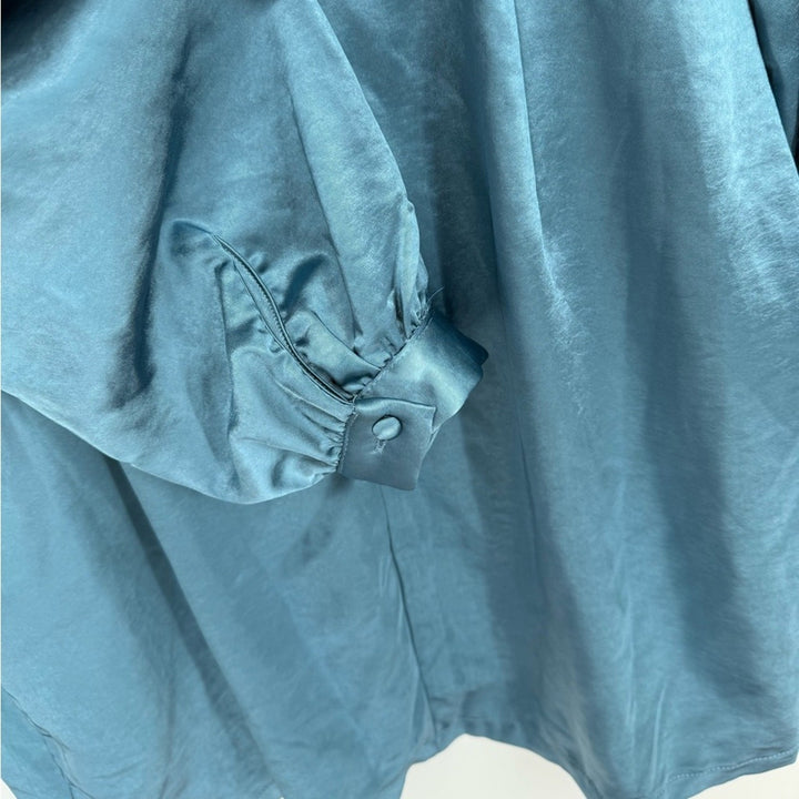 Lulus Got The Love Slate Blue Satin Square-Neck Mini Dress Size L