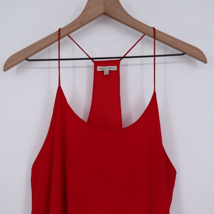 Naked Zebra Red Racerback Tank Dress Size L Polyester Lightweight Casual