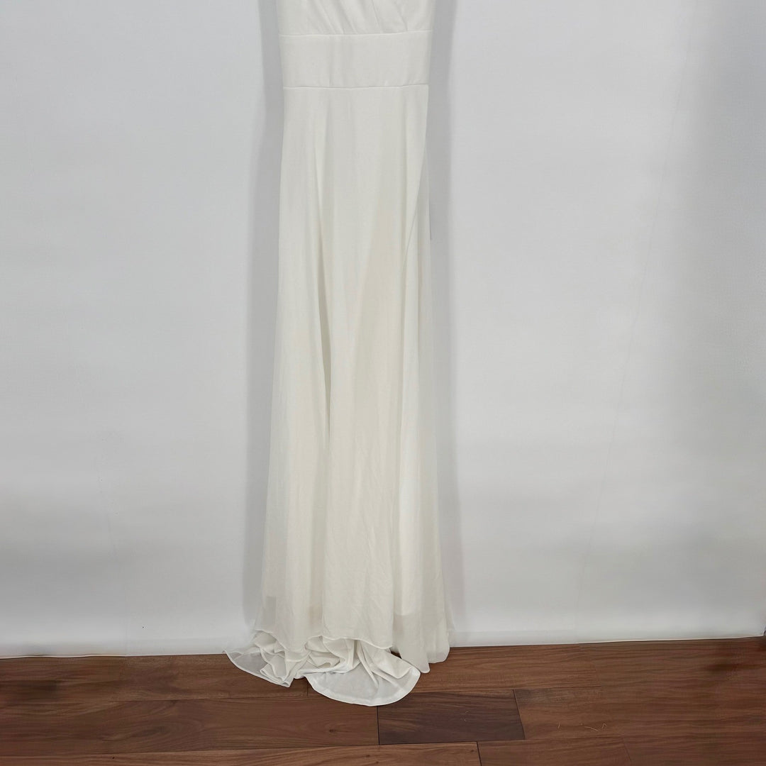 Lulus Romantic Inspiration White Sleeveless Faux-Wrap Maxi Dress Size L