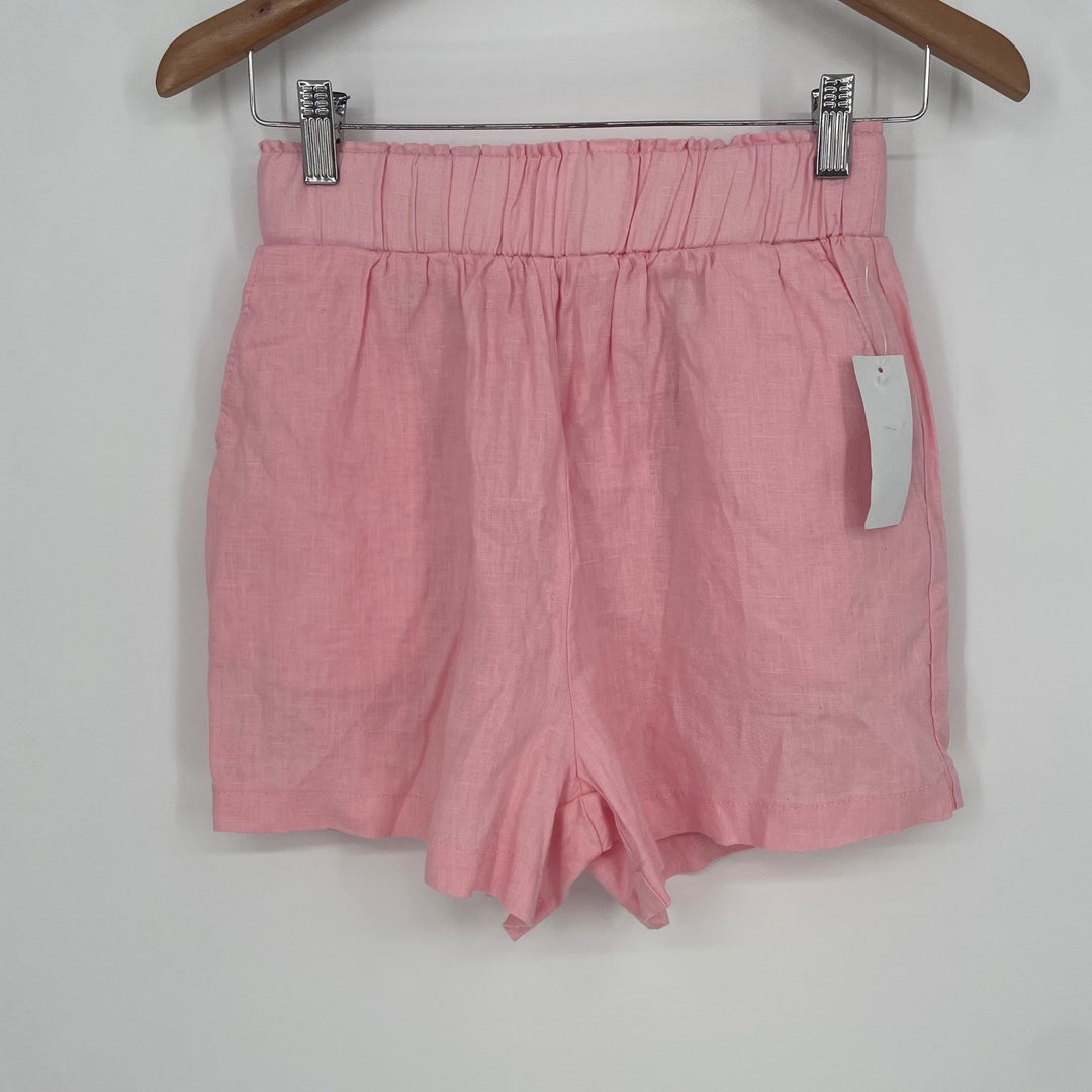 BLANKNYC Womens Flying Solo Pink Linen Blend Elastic Waist Shorts