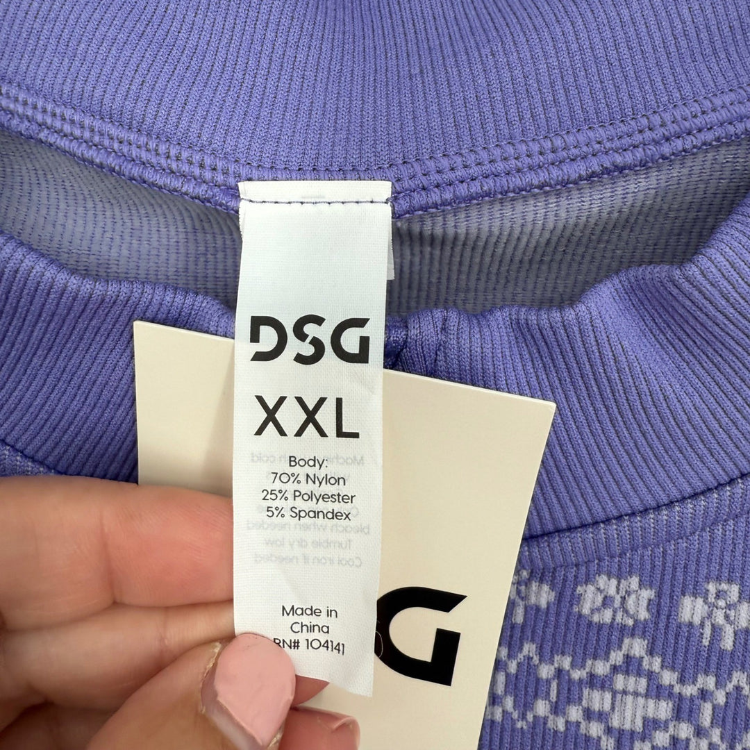 DSG Womens XXL Purple Fair Isle Quarter Zip Pullover Sweatshirt