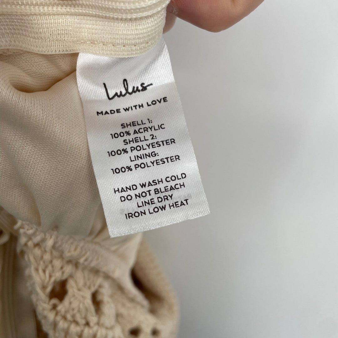 Lulus Crochet Knit Maxi Dress Cream Sleeveless Boho Beach Vacation XS