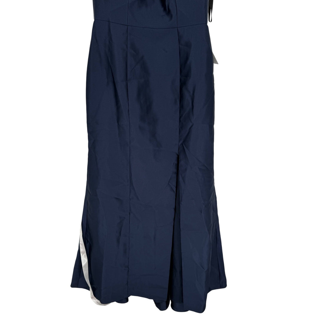 Alfred Sung Jewel Neck Bowed Open-Back Trumpet Dress With Front Slit Size 4