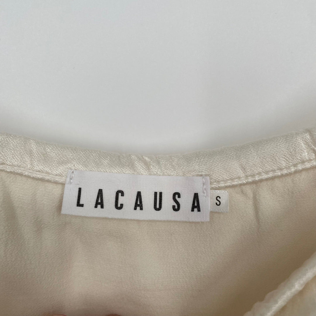 LACAUSA Ivory Ruffle Tiered Spaghetti Strap Camisole Top Size S