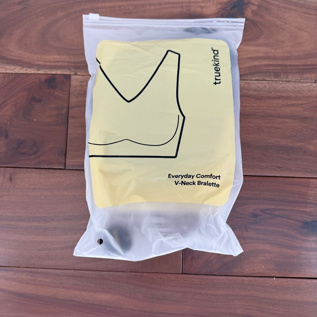 Truekind All Day Comfort V-Neck Bralette Black Everyday Bra Size Large