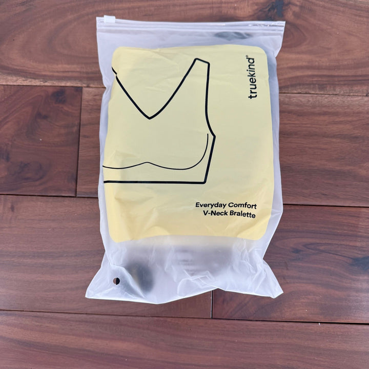 Truekind All Day Comfort V-Neck Bralette Black Everyday Bra Size Large