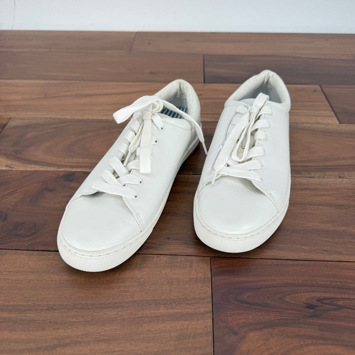 J. Crew White Leather Lace Up Low Top Sneakers Women's Size 8.5 Casual Shoes